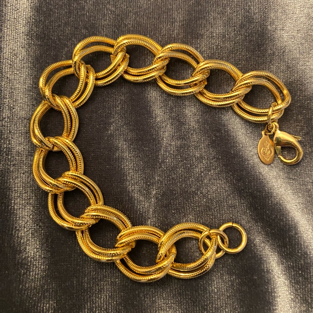 Premier Designs Gold Tone Interlocking Chain Bracelet Signed PD